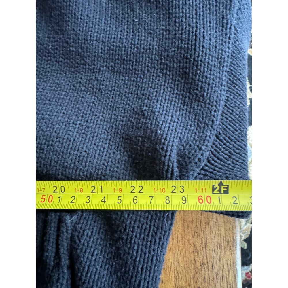 Black Chunky Knit Cardigan XS Button Front Cropped Boxy Pockets - Picture 7 of 11